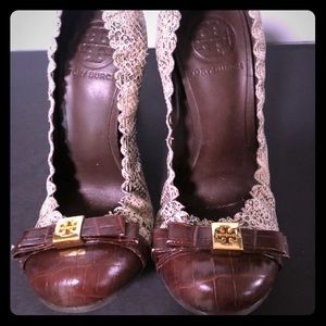 Tory Burch Brown Snake Skin Heels